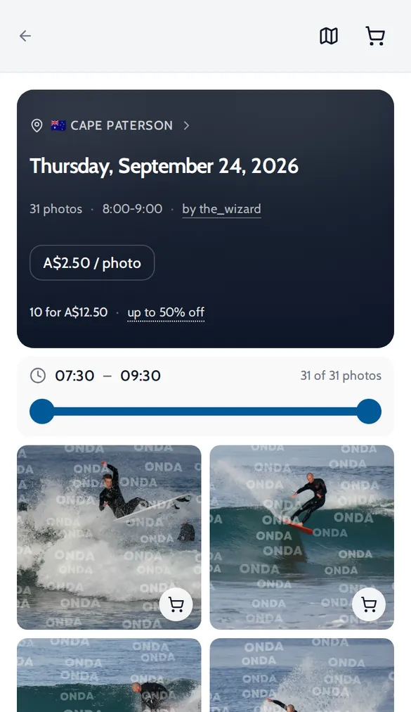 Onda album page for Cape Paterson on Thursday, September 24, 2026 with 31 photos by the_wizard